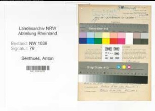 Entnazifizierung Anton Benthues , geb. 17.03.1901 (Wachmann)
