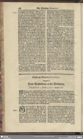 Epistel am Sonntag Reminiscere, Anmahnend Zum Wachsthum in der Heiligung
