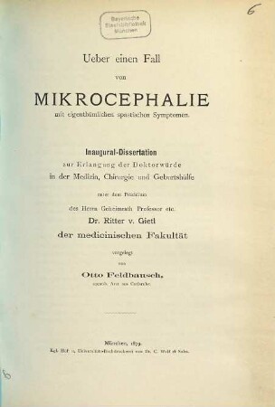 Ueber einen Fall von Mikrocephalie mit eigenthümlichen spastischen Symptomen
