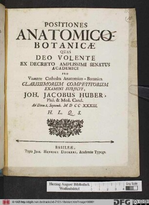 Positiones Anatomico-Botanicæ