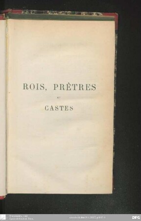 Rois, prêtres et castes