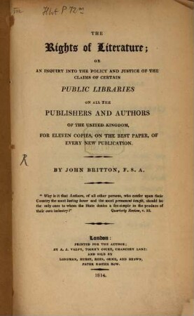 The Rights of Literature