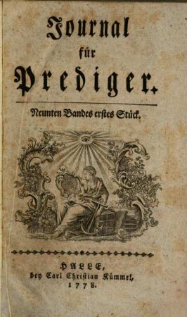 Journal für Prediger. 9, 9. 1778