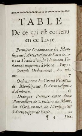 Table De ce qui est contenu en ce Livre