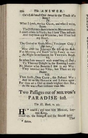 Two Passages out of Milton's Paradise lost