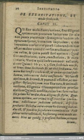 Caput IX. De Exercitatione, Et modo scribendi