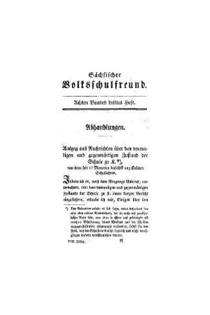 Auszug aus Nachrichten über den vormaligen und gegenwärtigen Zustand der Schule zu K. : (Abhandlungen)