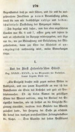 I. Aus der Fürst Hohenlohe'schen Schrift