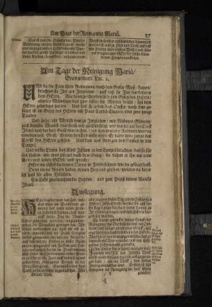 Am Tage der Reinigung Mariä/ Evangelium Luc. 2.