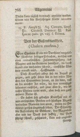 Von der Gallenkrankheit. (Cholera morbus.)