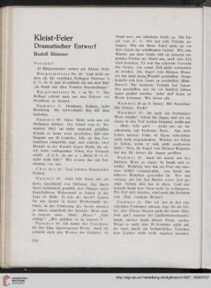 Kleist-Feier : Dramatischer Entwurf
