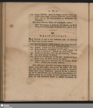 III. Schulbibliothek