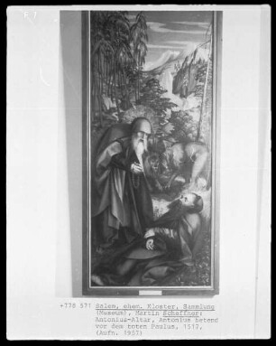 Tafel des Antonius-Altars - Der heilige Antonius betend vor dem toten Paulus