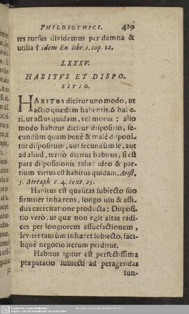 LXXXV. Habitus Et Dispositio