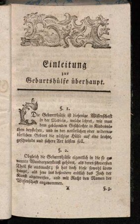 Einleitung zur Geburtshülfe überhaupt