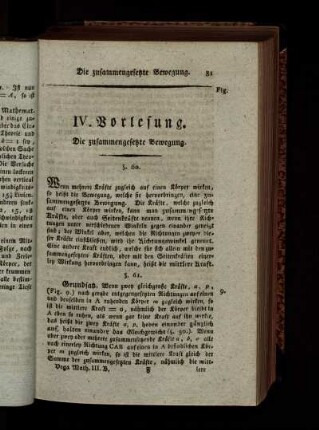 Vierte Vorlesung. Die zusammengesetzte Bewegung.