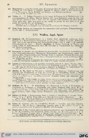 XVI. Waffen, Jagd, Sport (Nr.328-335)
