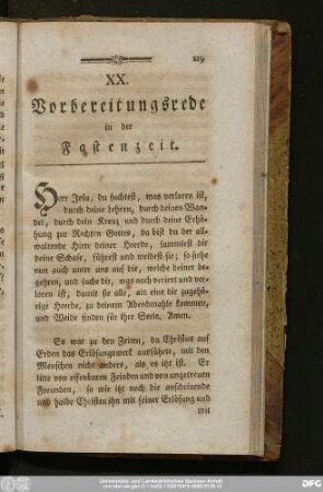 XX. Vorbereitungsrede in der Fastenzeit.