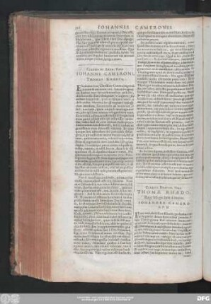 Clariss. Et Erud. Viro Iohanni Cameroni, Thomas Rhaedus.