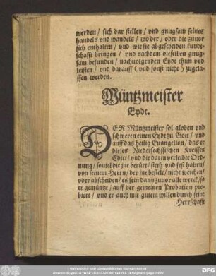 Müntzmeister Eydt.