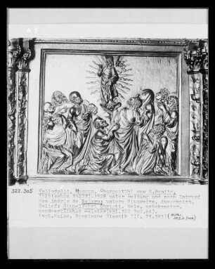 Chorgestühl, untere Sitzreihe, Detail: Himmelfahrt Christi