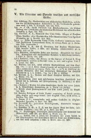 V. Alte Litteratur und Sprache deutscher und nordischer Völker