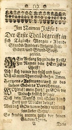 Gott-gefällige Hauß- u. Kirchen-Andacht : bestehend in 1217. täglichen Morgen- Abend- Stands-Amtes ... Sterbens- und Todten-Gebett Gesängen u. Seuffzerlein