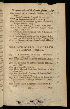 Bibliothecarii In Octavo Et Minori Forma.