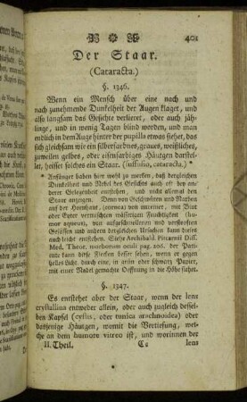 Der Staar. (Cataracta.)