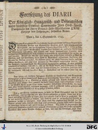 Fortsetzung des Diarii ... Vom 3. bis 6. Septembris.
