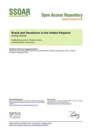 Brexit and Devolution in the United Kingdom