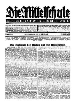 Der Aufbruch der Nation und die Mittelschule