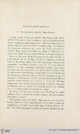 15: Metrologische Beiträge, 5, Das äginäisch-attische Mass-System