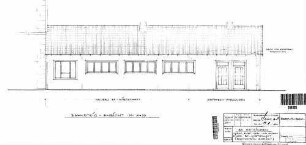 Metzingen: Umbau Empfangsgebäude und Anbau einer Bahnhofswirtschaft, Bahnsteig-Ansicht Empfangsgeb.