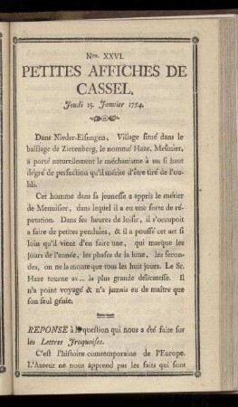 No XXVI (Jeudi 15 Janvier 1784)