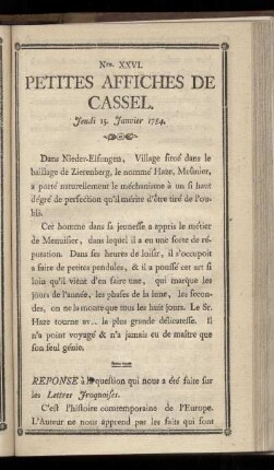 No XXVI (Jeudi 15 Janvier 1784)