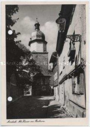 Arnstadt, Alte Häuser am Riedturm