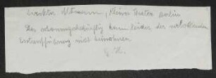 Brief von Gerhart Hauptmann an Kleines Theater 