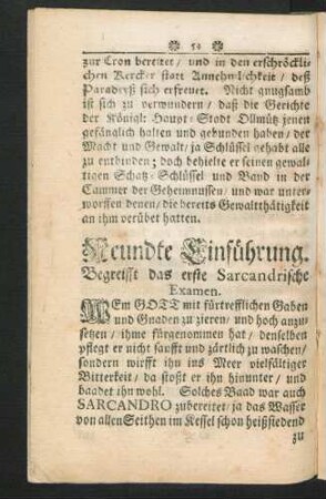 Neundte Einführung. Begreifft das erste Sarcandrische Examen