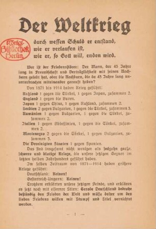 Wie's zum Weltkrieg kam