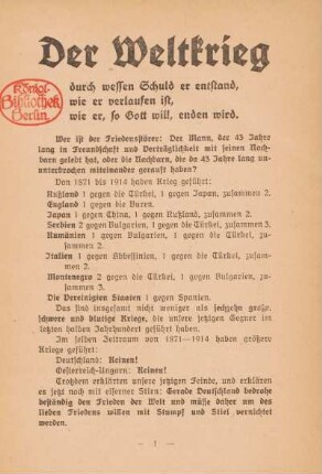 Wie's zum Weltkrieg kam