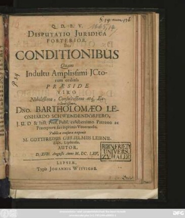 2: Disputatio Iuridica De Conditionibus