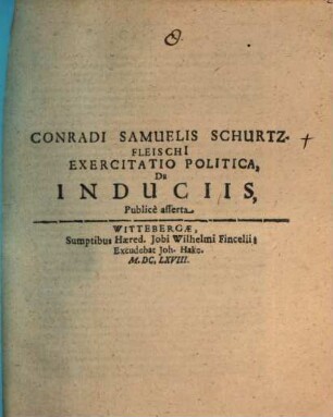 Exercitatio politica de induciis