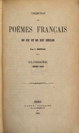 Collection de poèmes francais du XIIe et du XIIIe siècles, 1