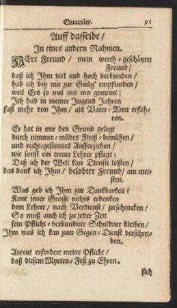 Auff Dasselbe/ In eines andern Nahmen.