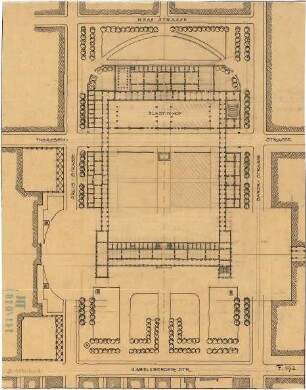 Fischer, Theodor; München; Pinakotheken, Erweiterungsbau - Lageplan