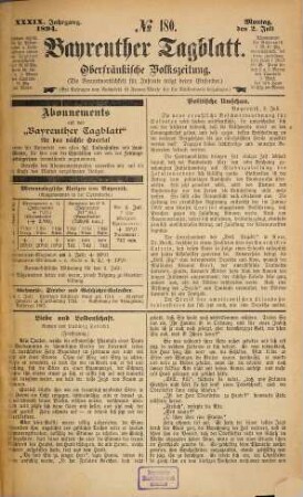 Bayreuther Tagblatt : Oberfränkische Volkszeitung. 1894,7/9 = Jg. 39