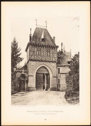Schloss Solms, Baden-Baden: Ansicht, Detail (aus: Moderne Neubauten, 1.Jg., 1894, hrsg. W. Kick)