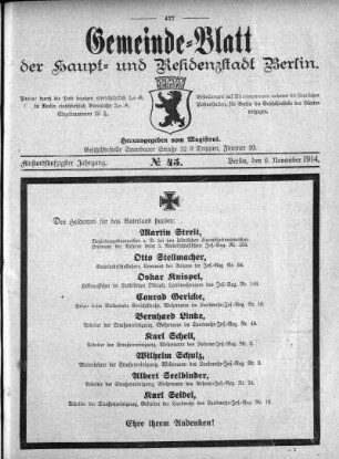 1914,45: No. 45, 8. November 1914