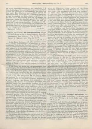 181-182 [Rezension] Erdmann, David, Aus einem reichen Leben. Blätter der Erinnerung an Dr. D. David Erdmann, Generalsuperintendent von Schlesien